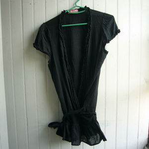 Lux Urban Outfitters Black Cotton Wrap Top - Small